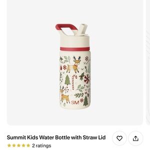 Simple Modern Summit 14 oz Kids Christmas Reindeer Water Bottle with Straw Lid